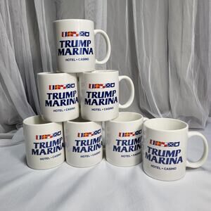 Vintage Trump Marina Hotel Casino 8ox Coffee Tea Ceramic Mugs Atlantic City NJ